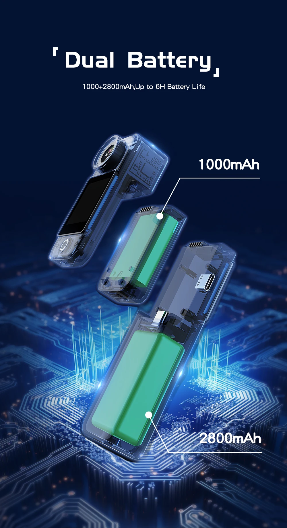 SJCAM C300 4K Action Camera Touch Screen 6-Axis Gyro Stabilization 30m Waterproof 1000+2800mAh Battery 460Min Recording