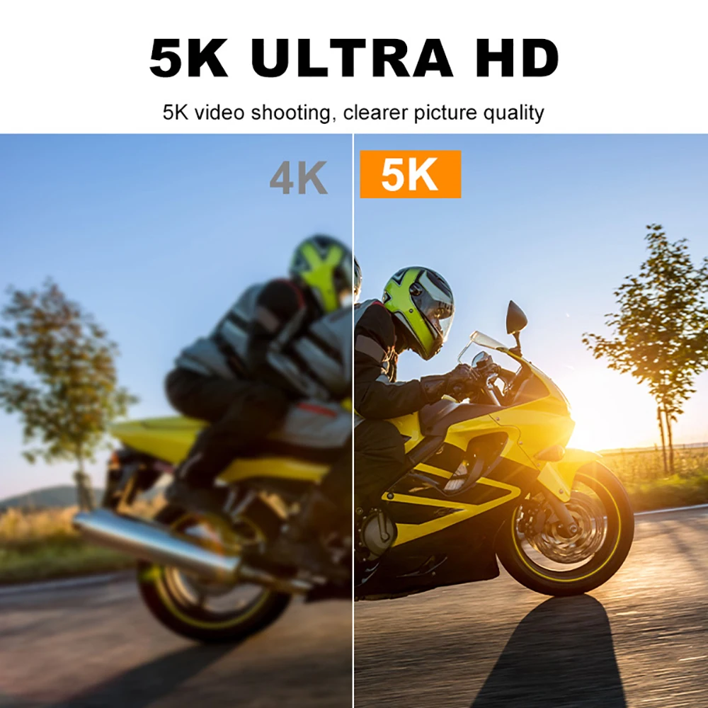 Action Camera 5K 4K60FPS 50MP 2.0 Touch EIS Pre-Record Wireless Mic Wi-Fi 170D DVR Webcam Waterproof 30M 5X Zoom Sports Camera