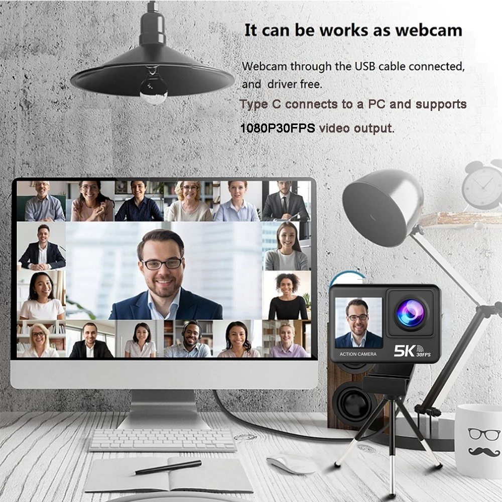 Action Camera 5K 4K60FPS 50MP 2.0 Touch EIS Pre-Record Wireless Mic Wi-Fi 170D DVR Webcam Waterproof 30M 5X Zoom Sports Camera