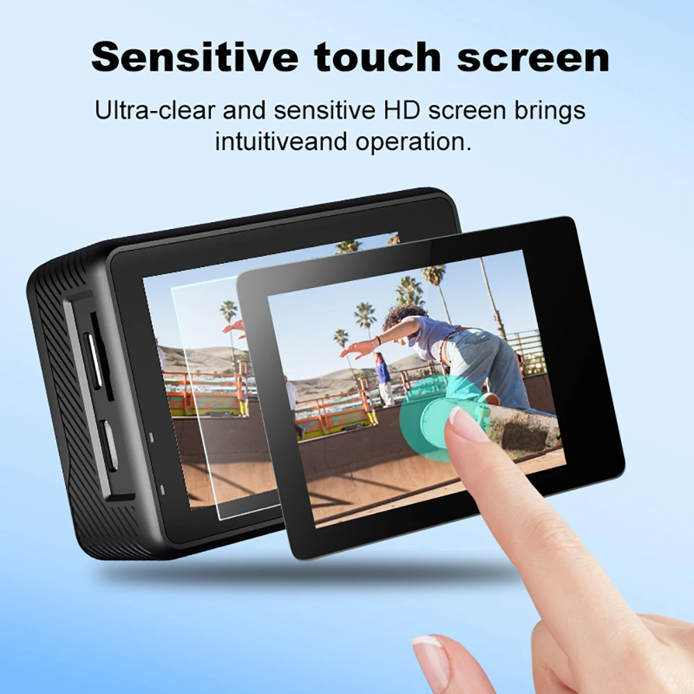 Action Camera 5K 4K60FPS 50MP 2.0 Touch EIS Pre-Record Wireless Mic Wi-Fi 170D DVR Webcam Waterproof 30M 5X Zoom Sports Camera