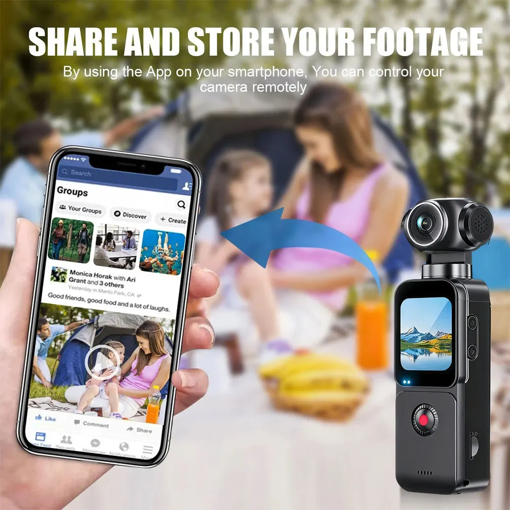 4K Pocket Action Camera 270° Auto Rotatable Stabilization Touch Screen Sports DV Bodycam 4X Zoom Portable Digital Video Recorder 4K Pocket Action Camera 270° Auto Rotatable Stabilization Touch Screen Sports DV Bodycam 4X Zoom Portable Digital Video Recorder