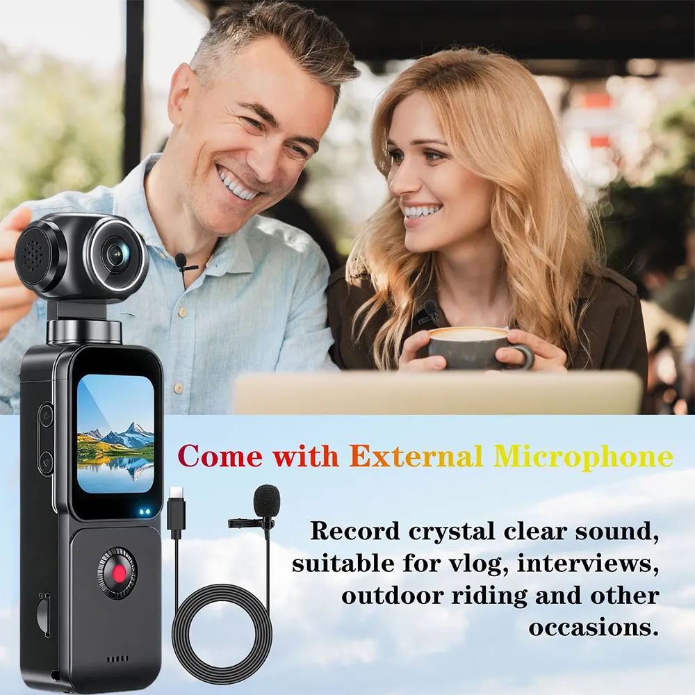 4K Pocket Action Camera 270° Auto Rotatable Stabilization Touch Screen Sports DV Bodycam 4X Zoom Portable Digital Video Recorder 4K Pocket Action Camera 270° Auto Rotatable Stabilization Touch Screen Sports DV Bodycam 4X Zoom Portable Digital Video Recorder