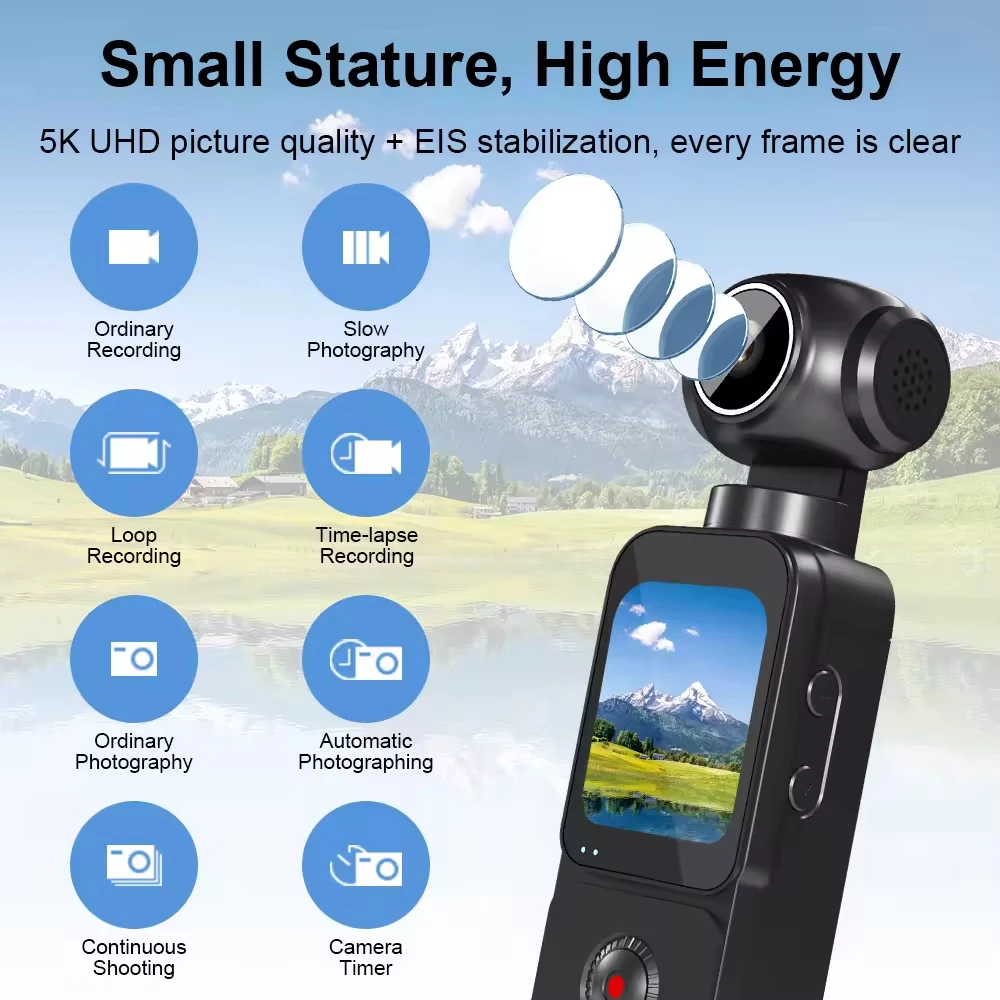 4K Pocket Action Camera 270° Auto Rotatable Stabilization Touch Screen Sports DV Bodycam 4X Zoom Portable Digital Video Recorder 4K Pocket Action Camera 270° Auto Rotatable Stabilization Touch Screen Sports DV Bodycam 4X Zoom Portable Digital Video Recorder