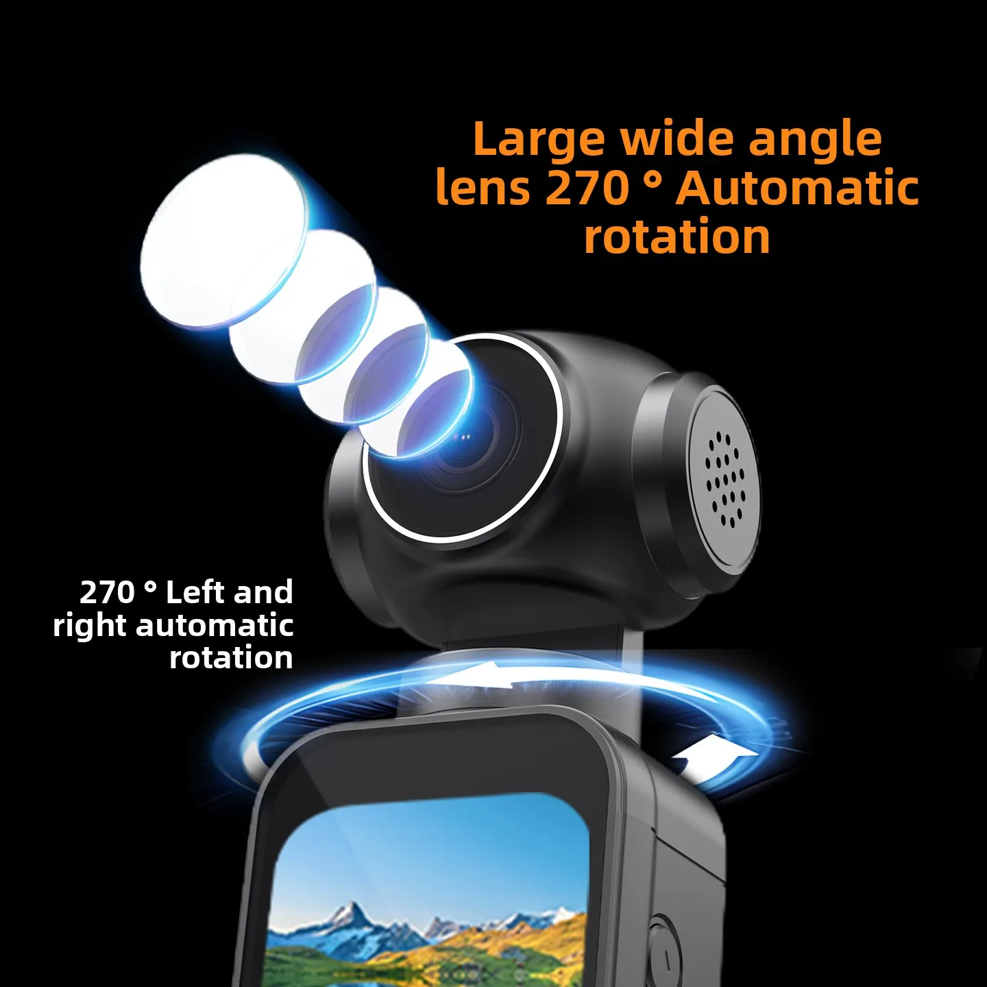 4K Pocket Action Camera 270° Auto Rotatable Stabilization Touch Screen Sports DV Bodycam 4X Zoom Portable Digital Video Recorder 4K Pocket Action Camera 270° Auto Rotatable Stabilization Touch Screen Sports DV Bodycam 4X Zoom Portable Digital Video Recorder