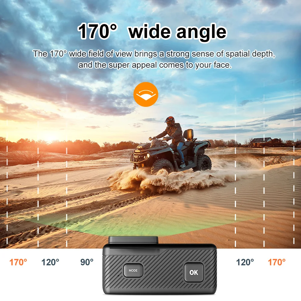 Ourlife 5K Action Camera 4K60FPS 2.0 Inch Touch Screen WiFi 170° Wide Angle 30M Waterproof Bicycle Motorcycles Sports Cameras