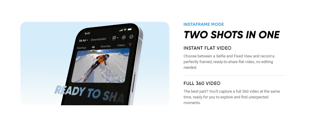 Insta360 X4 Air / X4 Action Camera - 165g light 8K 360-Degree Camera, Invisible Pole Effect Built-in want X4 Air