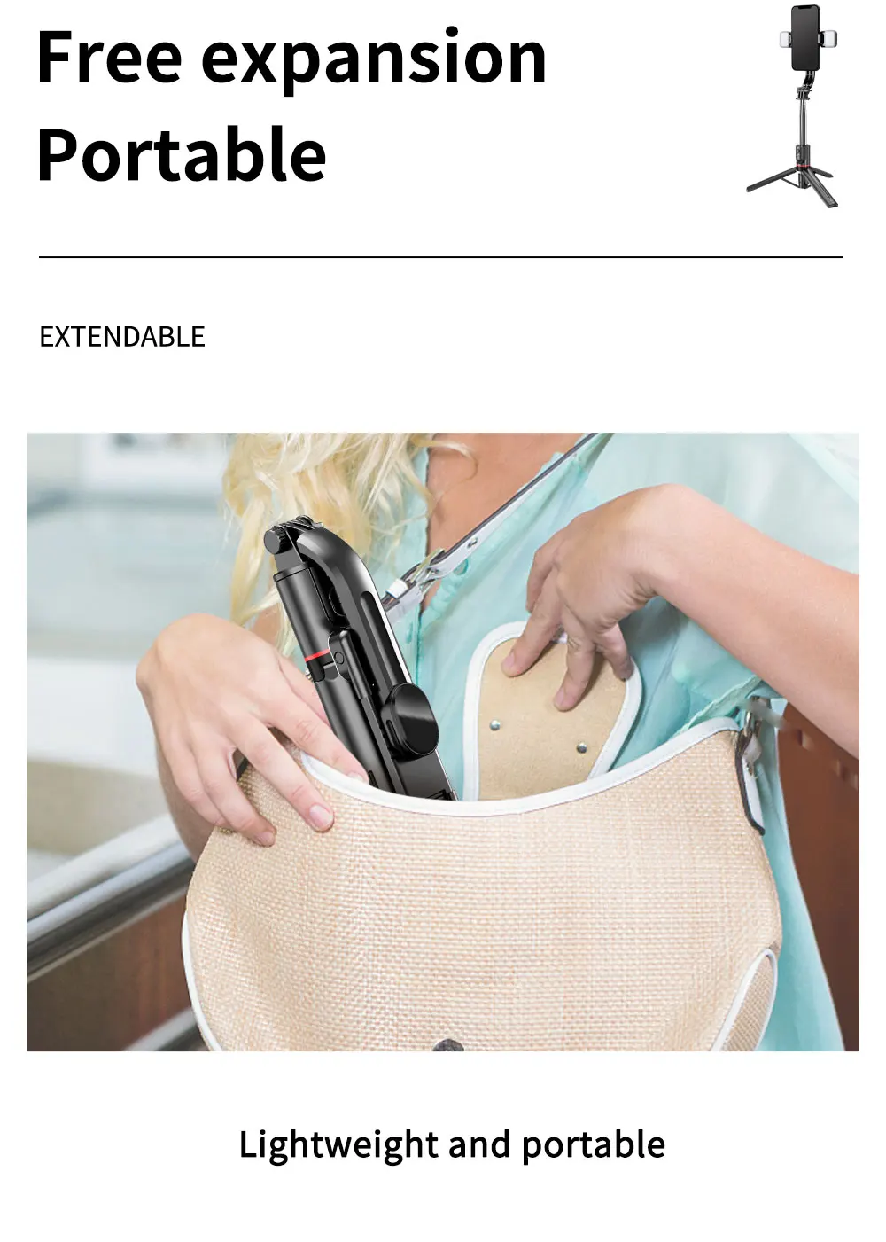 L13d Foldable Wireless Bluetooth Fill Light Tripod Selfie Stick 1160mm Tripe Stabilizer for Android IOS Cellphone