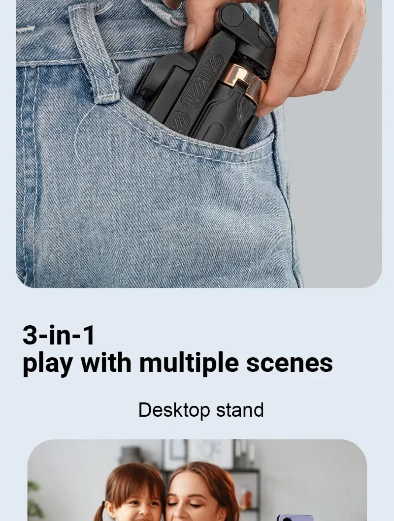 Pocket Flexible Portable Mini Bluetooth Selfie Stick Telescopic Multifunctional Tripod Stand for IPhone Android Phone Monopod