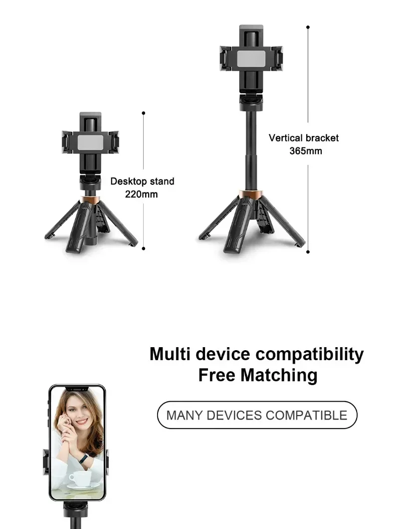 Pocket Flexible Portable Mini Bluetooth Selfie Stick Telescopic Multifunctional Tripod Stand for IPhone Android Phone Monopod