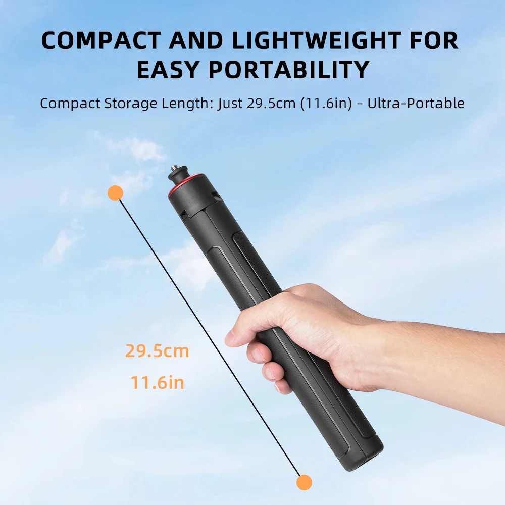 Flymile Extendable Tripod Adjustable Selfie Stick Long Hand Grip for DJI Pocket 3/Action 5/Insta360/Gopro Hero 13 12 Accessories