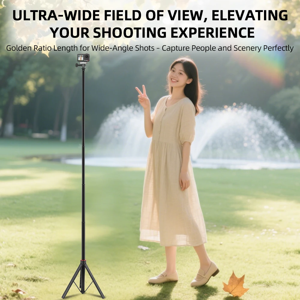 Flymile Extendable Tripod Adjustable Selfie Stick Long Hand Grip for DJI Pocket 3/Action 5/Insta360/Gopro Hero 13 12 Accessories