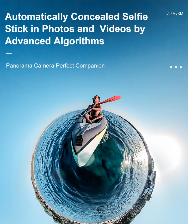 TELESIN 2.7M 3M Ultra Long Monopod Carbon Fiber Selfie Stick For GoPro Hero 12 11 10 9 8 7 Max Insta360 One X One R Osmo Action