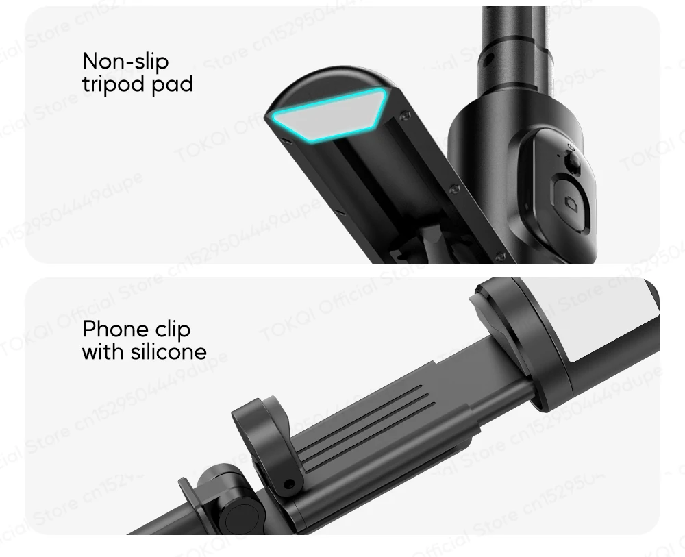 Q12/Q12s Wireless Bluetooth Selfie Stick Tripod for Smartphones Stable and Balanced Shooting, with Hidden Mount Portable Bracket