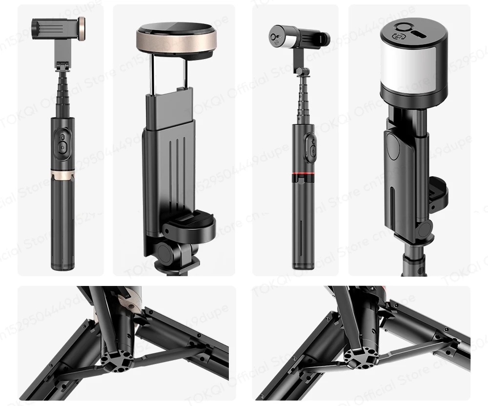 Q12/Q12s Wireless Bluetooth Selfie Stick Tripod for Smartphones Stable and Balanced Shooting, with Hidden Mount Portable Bracket