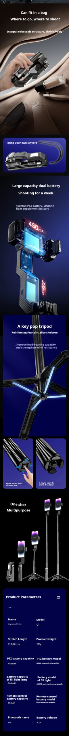 Handheld Gimbal Stabilizer Smartphone Camera Stabilizer Selfie Stick Tripod Stand Wireless Remote for IPhone Android Handheld Gimbal Stabilizer Smartphone Camera Stabilizer Selfie Stick Tripod Stand Wireless Remote for IPhone Android