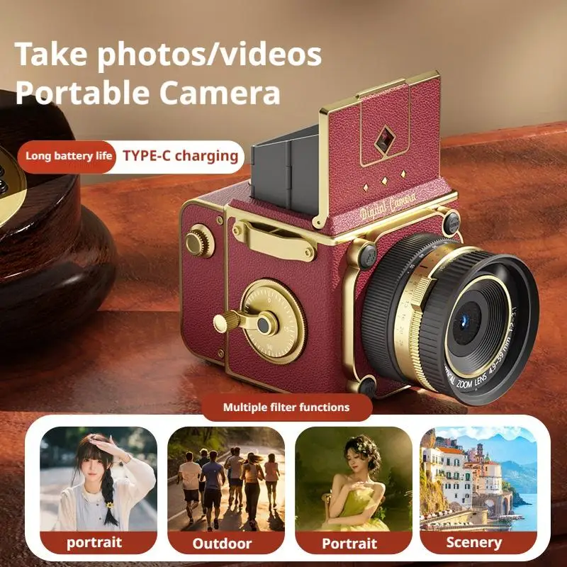 Retro CCD Digital Camera Portable Mini Camera Student Graduation Photo Zoom High-definition Digital Camera Travel Photography