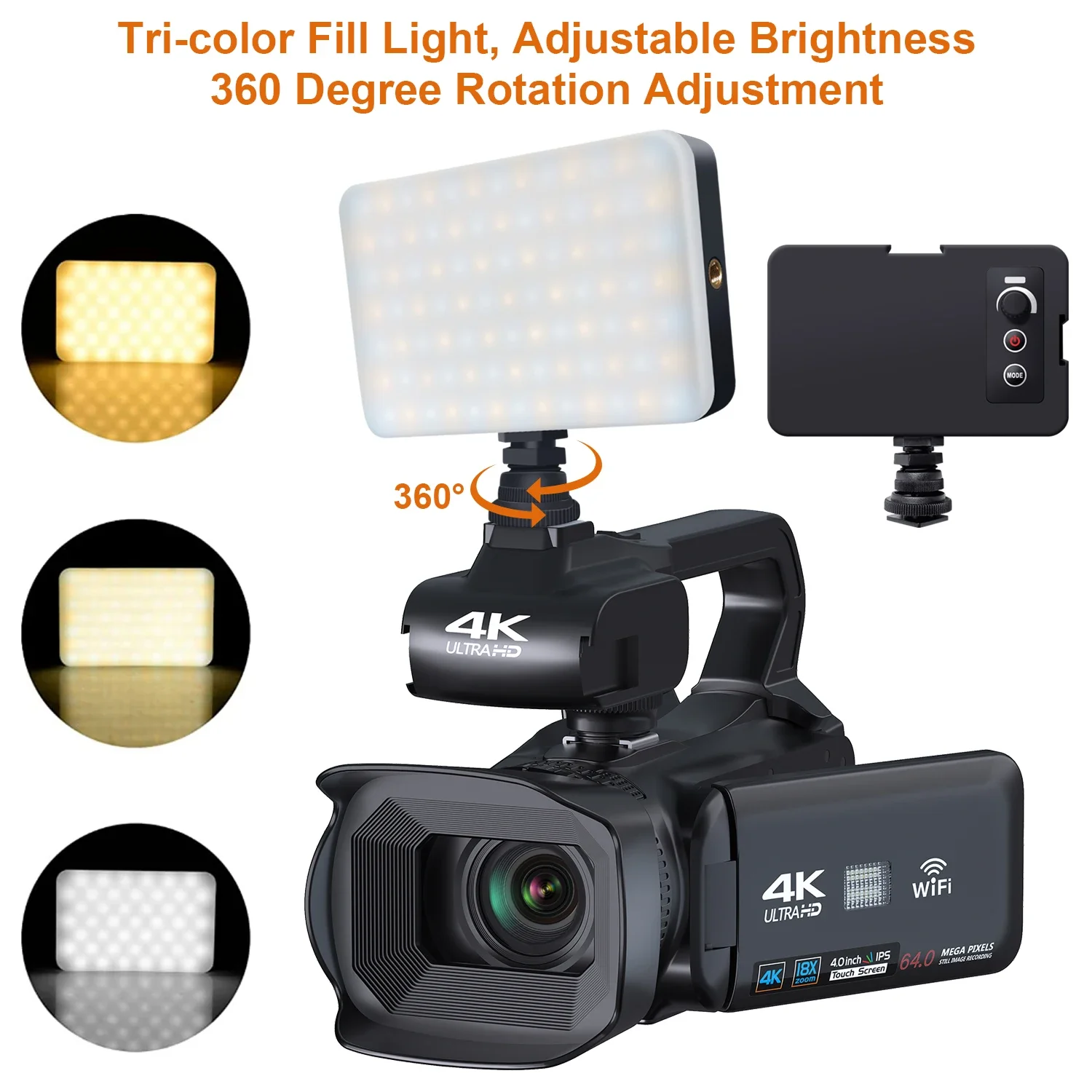 4K Professional Video Camera for Photography 18X Digital Zoom Night Vision Vlogging Camera 64MP WiFi Livestream Webcam Camcorder 4K Professional Video Camera for Photography 18X Digital Zoom Night Vision Vlogging Camera 64MP WiFi Livestream Webcam Camcorder