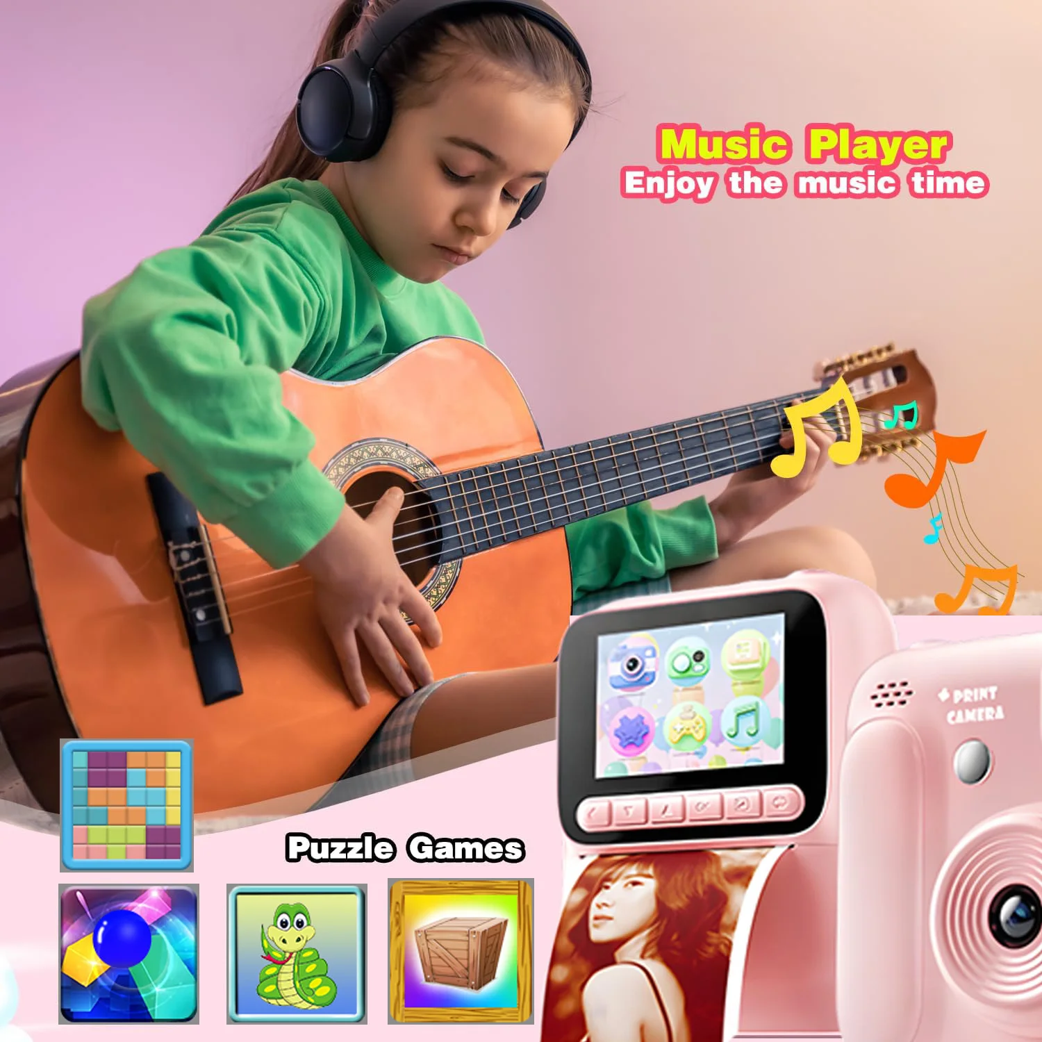 Color Printing Camera Kids Instant Camera 32GB 1080P Thermal Print Digital Camera Print Photo Video Games Music Children Gift Color Printing Camera Kids Instant Camera 32GB 1080P Thermal Print Digital Camera Print Photo Video Games Music Children Gift