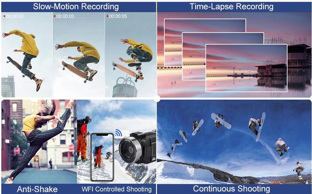 8K Digital Photography Camera 48MP Handheld DV 18X igital Zoom Camera Recorder 3'' LCD Touch Screen Portable Recording Camcorder