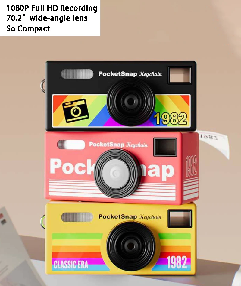 Mini Keychain Thumb Camera 1080P Full HD Recorder Built-in Flash 70.2° Wide Angle Lens TFT LCD Screen Portable Retro CCD Camera