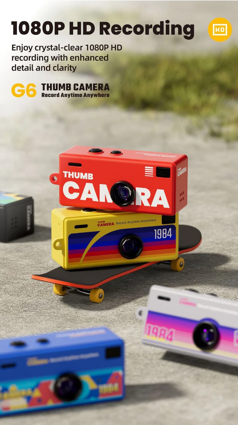 Retro Mini Keychain Thumb Camera 1080P HD Recorder Built-in Flash Auto Focus 130° Wide Angle Lens TFT LCD Screen Portable Camera