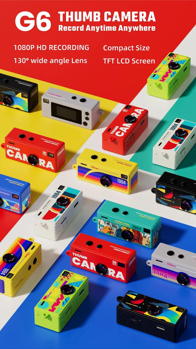 Retro Mini Keychain Thumb Camera 1080P HD Recorder Built-in Flash Auto Focus 130° Wide Angle Lens TFT LCD Screen Portable Camera