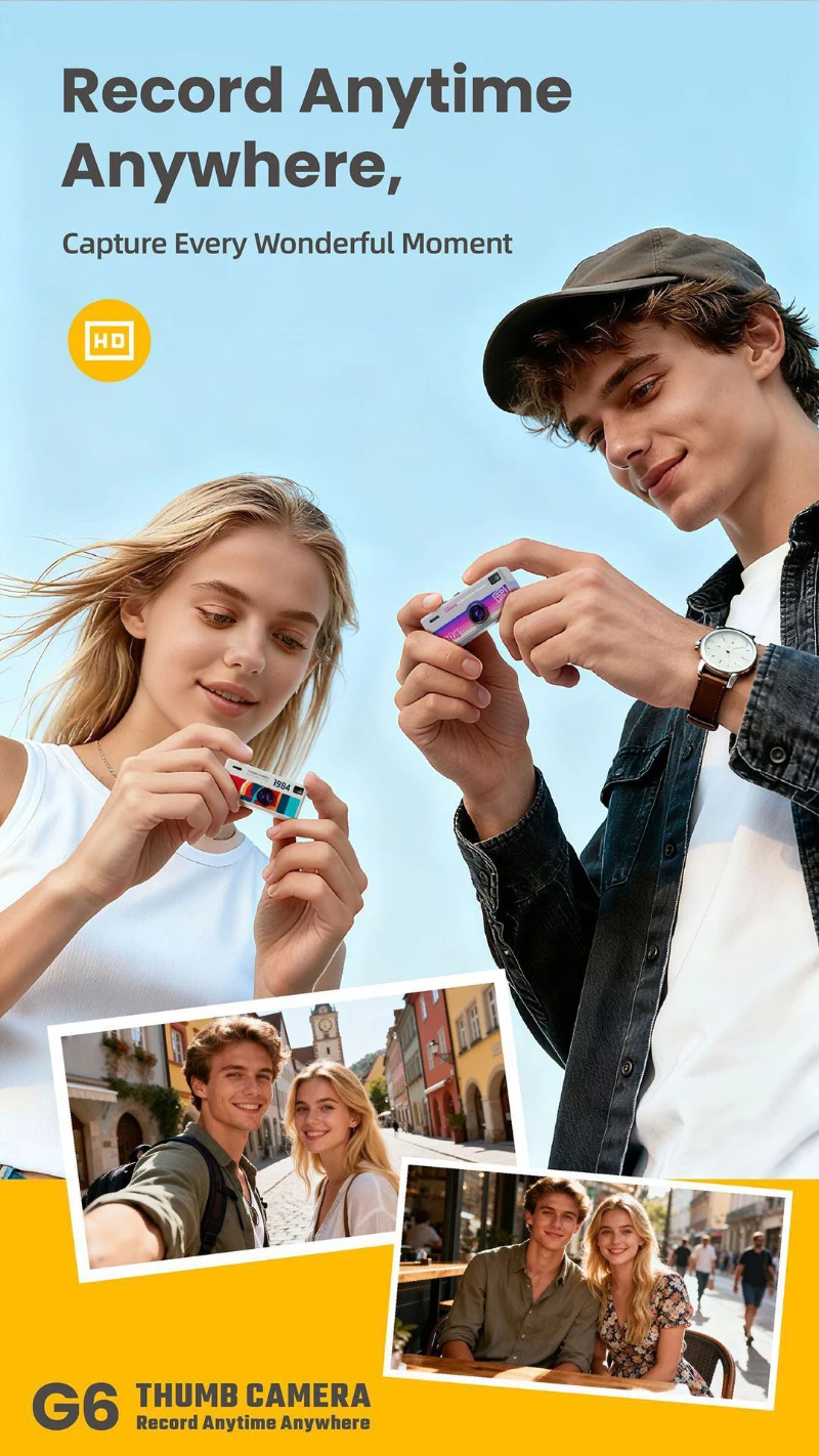 Retro Mini Keychain Thumb Camera 1080P HD Recorder Built-in Flash Auto Focus 130° Wide Angle Lens TFT LCD Screen Portable Camera