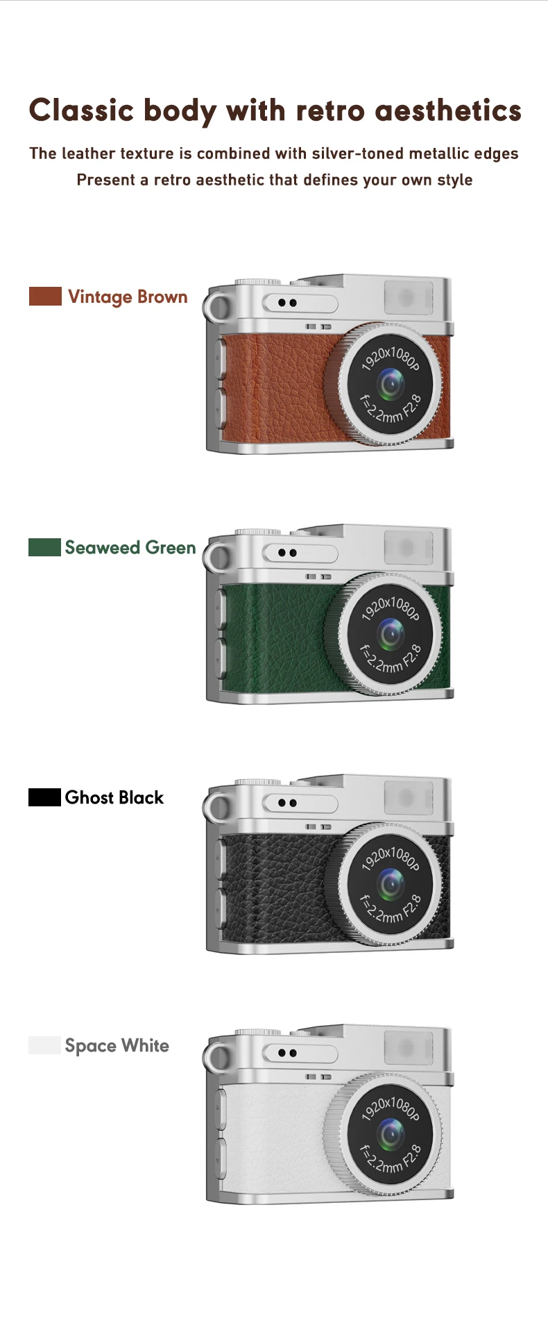 Retro Digital Camera 1080P Video Recorder LED Fill Light 0.96 Inch IPS Screen Portable Mini digital Camera