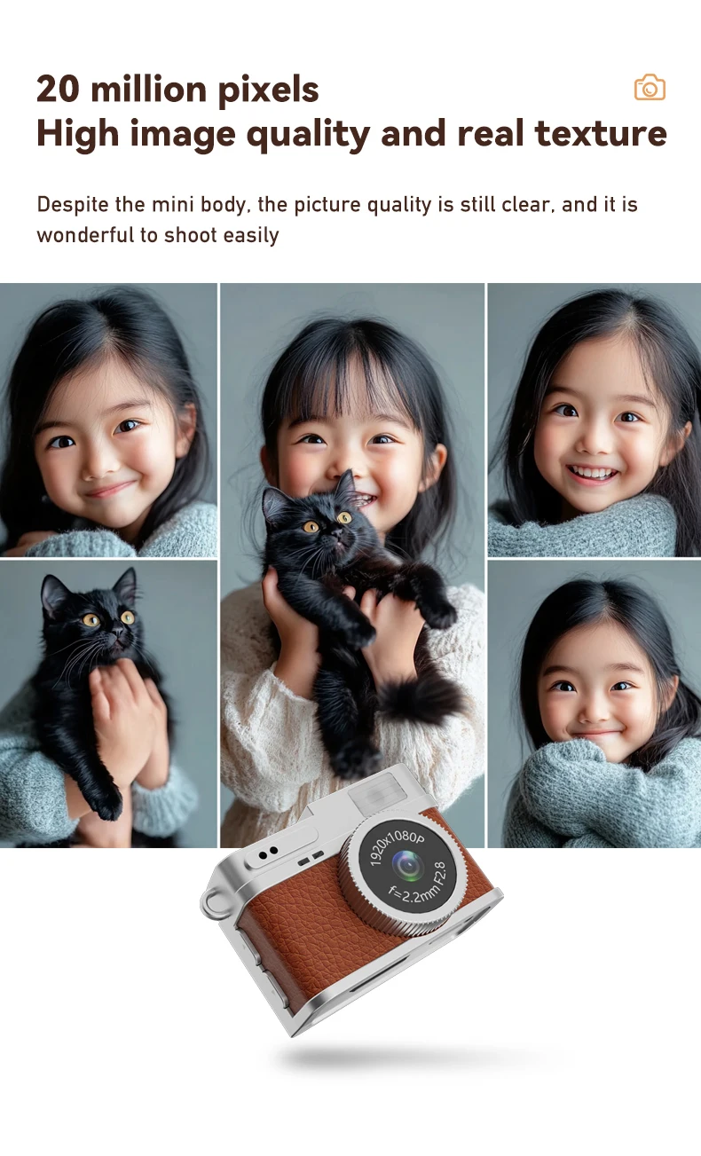 Retro Digital Camera 1080P Video Recorder LED Fill Light 0.96 Inch IPS Screen Portable Mini digital Camera