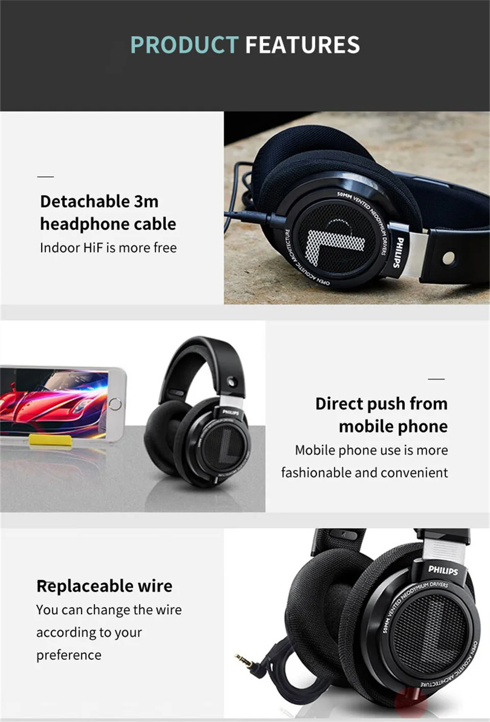 Philips SHP9500 Headphone HiFi Stereo Wired Earphone Computer Online Learning Earbuds Esports Game 3.5mm 6.3mm Universal Headset Philips SHP9500 Headphone HiFi Stereo Wired Earphone Computer Online Learning Earbuds Esports Game 3.5mm 6.3mm Universal Headset