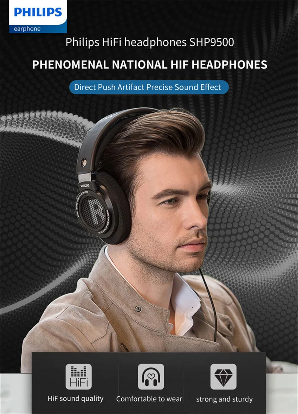 Philips SHP9500 Headphone HiFi Stereo Wired Earphone Computer Online Learning Earbuds Esports Game 3.5mm 6.3mm Universal Headset Philips SHP9500 Headphone HiFi Stereo Wired Earphone Computer Online Learning Earbuds Esports Game 3.5mm 6.3mm Universal Headset