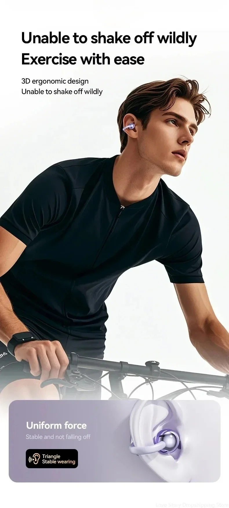 Ows Ear Clip Earphones Wireless Noise Cancellation Headphones Stereo Bluetooth for Android and iOS Touch Control with Mic