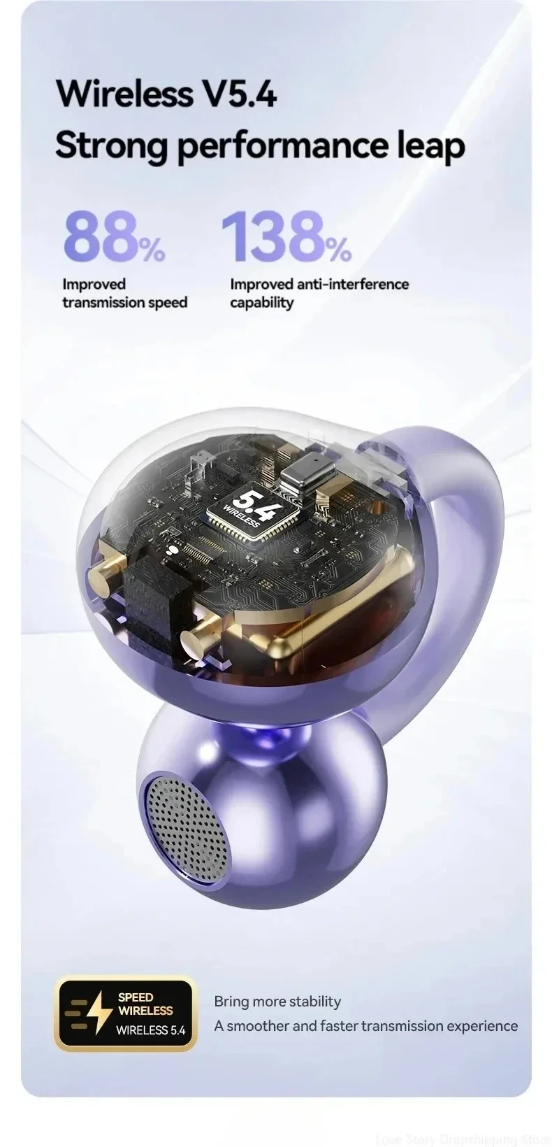 Ows Ear Clip Earphones Wireless Noise Cancellation Headphones Stereo Bluetooth for Android and iOS Touch Control with Mic