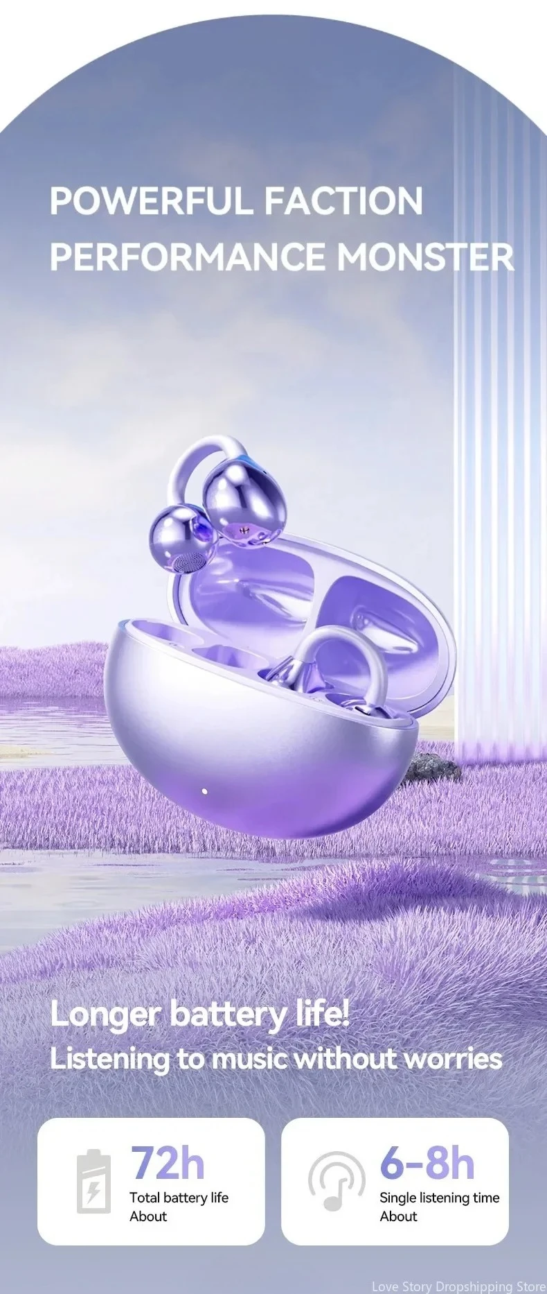 Ows Ear Clip Earphones Wireless Noise Cancellation Headphones Stereo Bluetooth for Android and iOS Touch Control with Mic