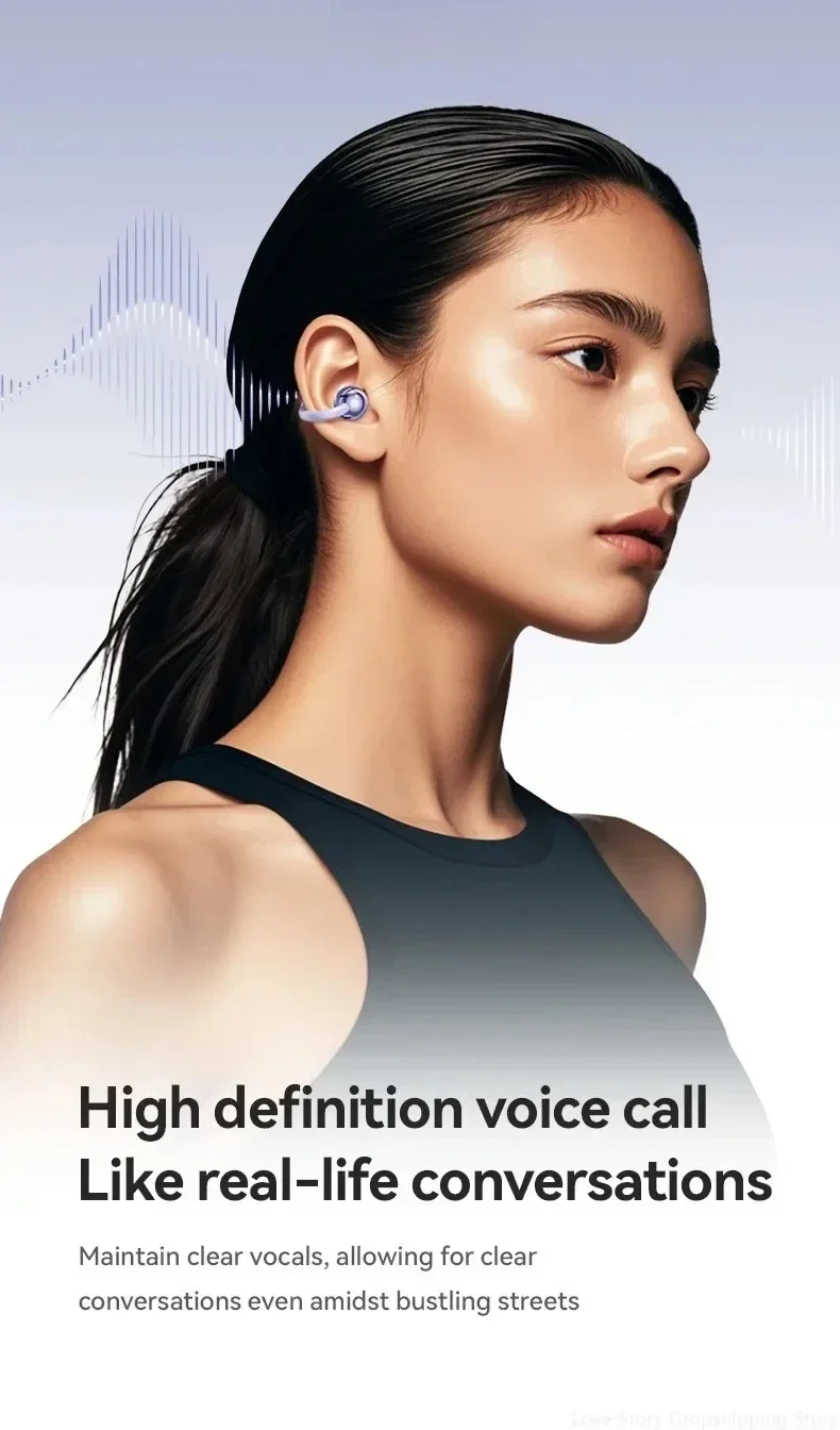 Ows Ear Clip Earphones Wireless Noise Cancellation Headphones Stereo Bluetooth for Android and iOS Touch Control with Mic