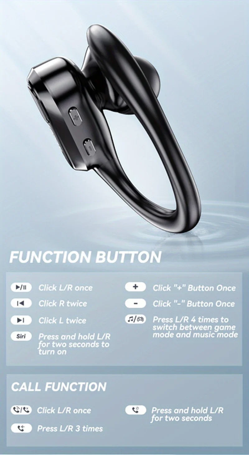 Lenovo XT80 Wireless Headphones Bluetooth 5.3 Earphones True with Mic Button Control Noise Reduction Earhooks Waterproof Headset