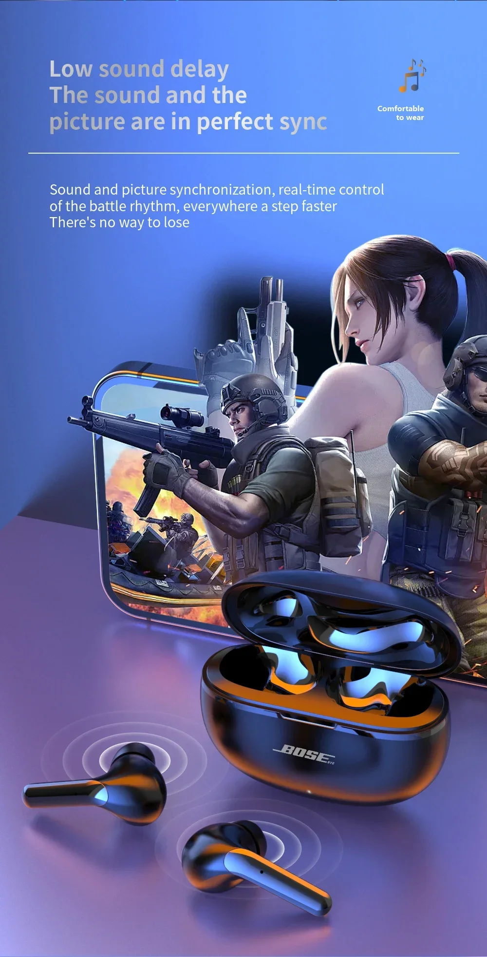 Original BOSEbye Air 7 Earphone TWS Bluetooth Headset HiFi Wireless Mic Noise Reduction Earbuds Waterproof Game Motion Headphone