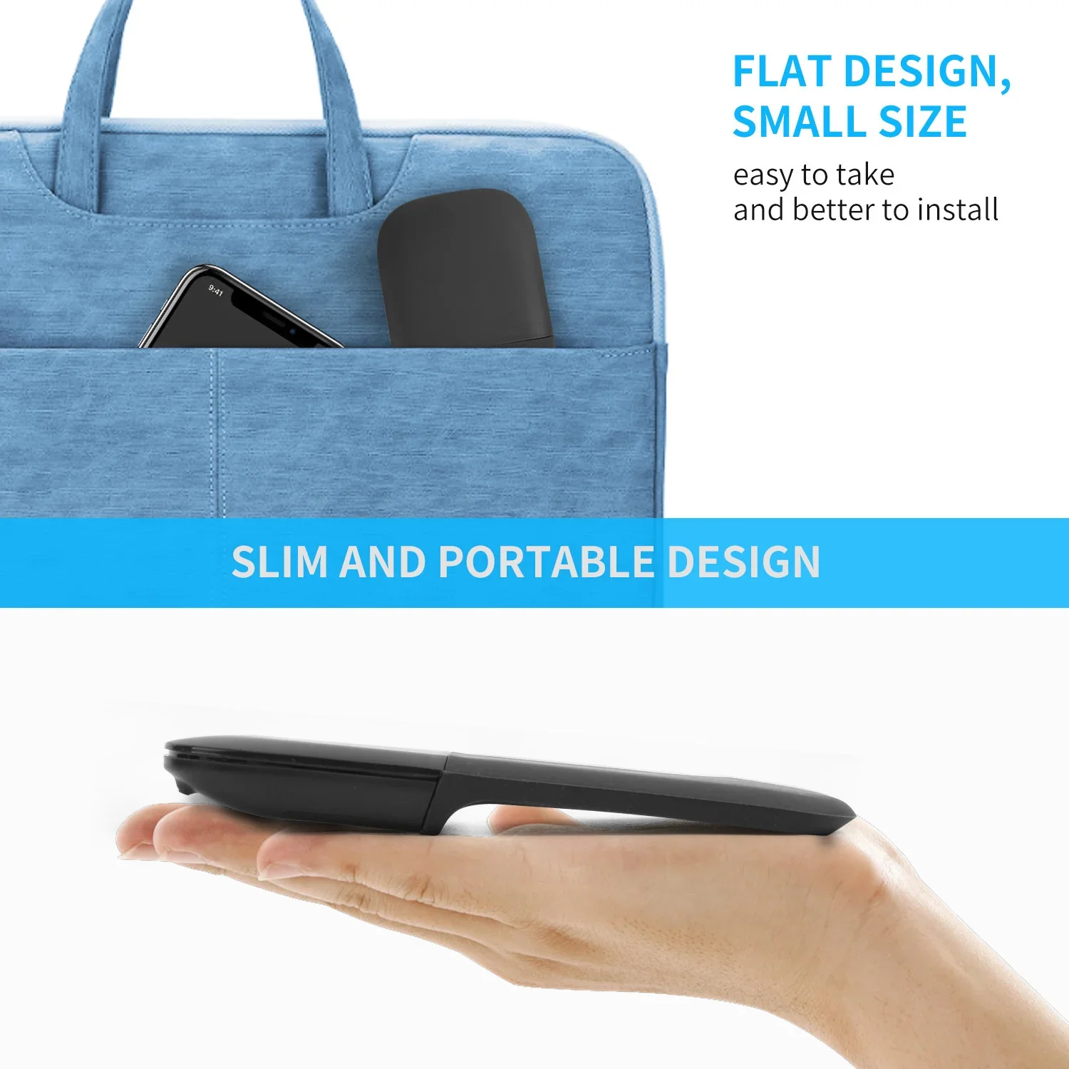 Original Bluetooth Folding Silent Touch Mouse For APPLE Microsoft Surface Ergonomic Mause PC iPad 3D Laser Mice Wireless Mouse