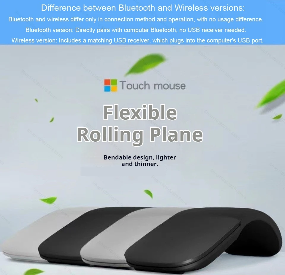 Original Bluetooth Folding Silent Touch Mouse For APPLE Microsoft Surface Ergonomic Mause PC iPad 3D Laser Mice Wireless Mouse