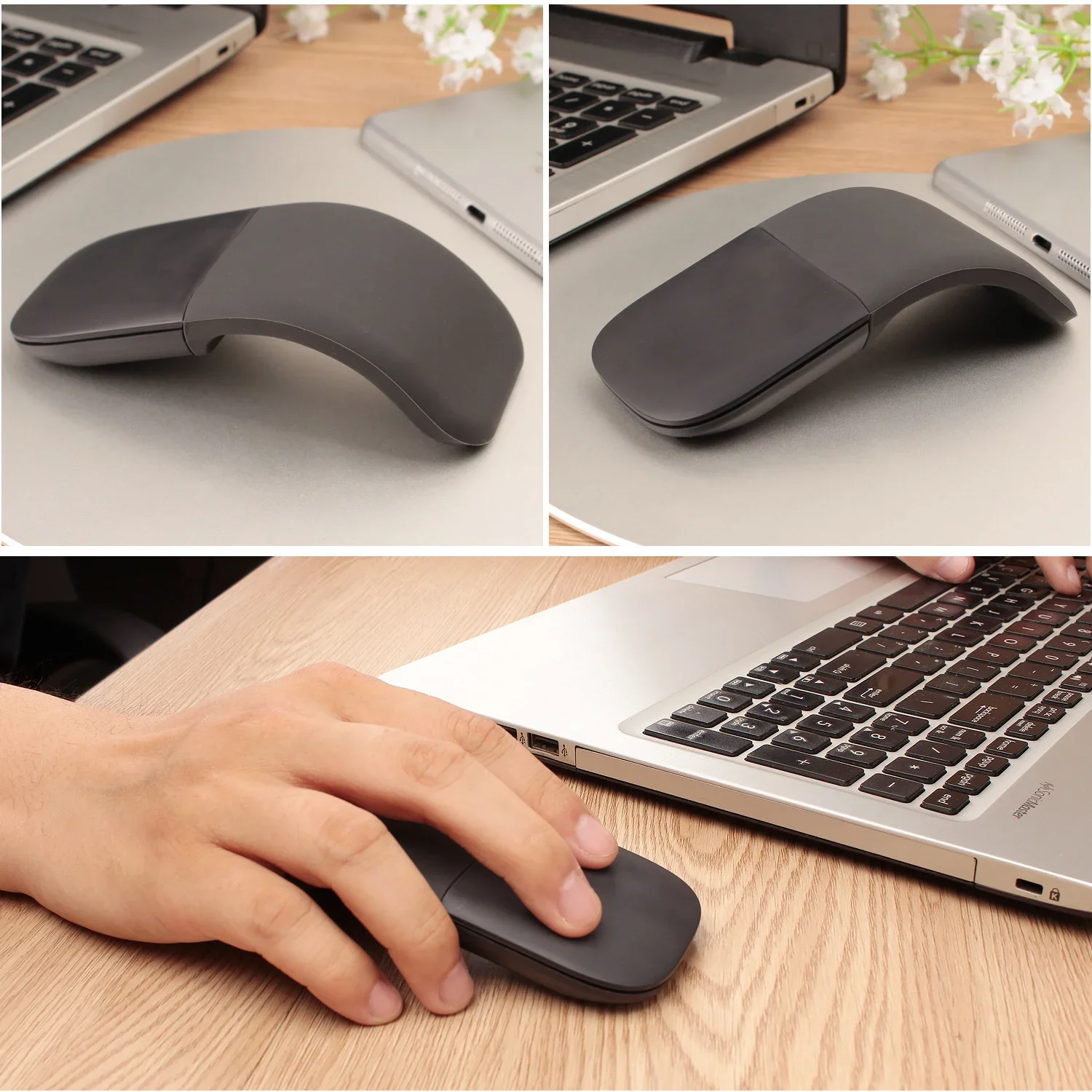 NEW Original Bluetooth Folding Silent Touch Mouse For APPLE Macbook Pro Air Tablet PC iPad Wireless Mouse For Microsoft Laptop