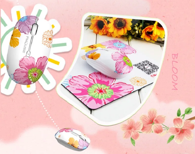 Wireless Mouse for Apple Lenovo Office Creative Cartoon Silent Water Transfer Iris Beautiful Appearance Cute Girl Wireless Mouse