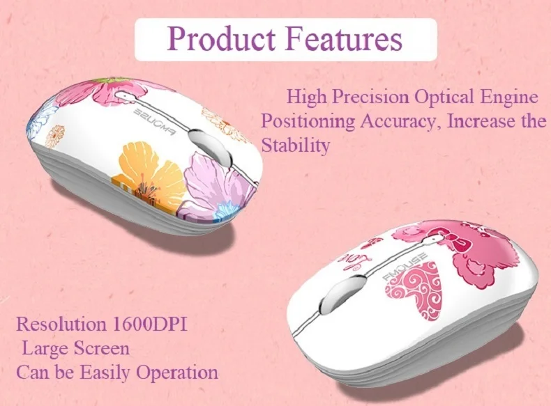 Wireless Mouse for Apple Lenovo Office Creative Cartoon Silent Water Transfer Iris Beautiful Appearance Cute Girl Wireless Mouse
