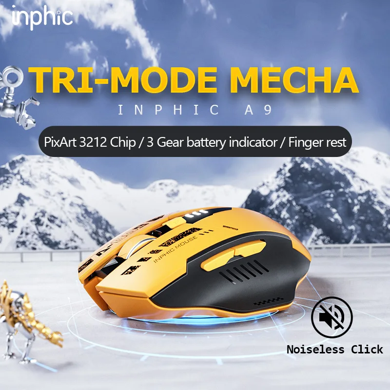 INPHIC A9 Wireless Bluetooth Silent Mouse, Five-level DPI Adjustable, Three-mode Mouse, Suitable for A Variety of Computers INPHIC A9 Wireless Bluetooth Silent Mouse, Five-level DPI Adjustable, Three-mode Mouse, Suitable for A Variety of Computers