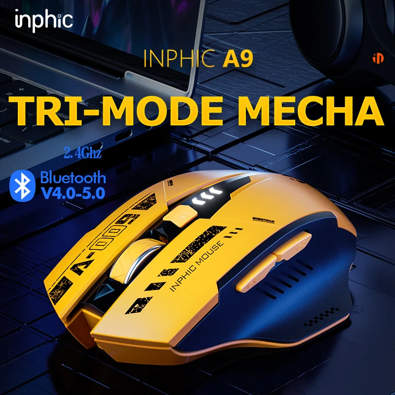 INPHIC A9 Wireless Bluetooth Silent Mouse, Five-level DPI Adjustable, Three-mode Mouse, Suitable for A Variety of Computers INPHIC A9 Wireless Bluetooth Silent Mouse, Five-level DPI Adjustable, Three-mode Mouse, Suitable for A Variety of Computers