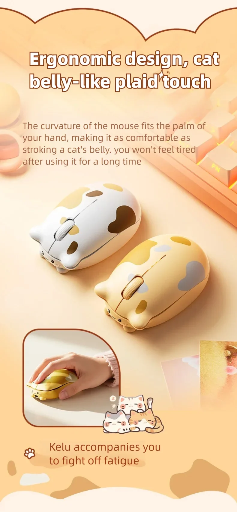 INPHIC Kalo Cute Cat Bluetooth Compatible Wireless Mouse Low Noise Office Mouse Battery Power Display For PC laptops and iPads INPHIC Kalo Cute Cat Bluetooth Compatible Wireless Mouse Low Noise Office Mouse Battery Power Display For PC laptops and iPads