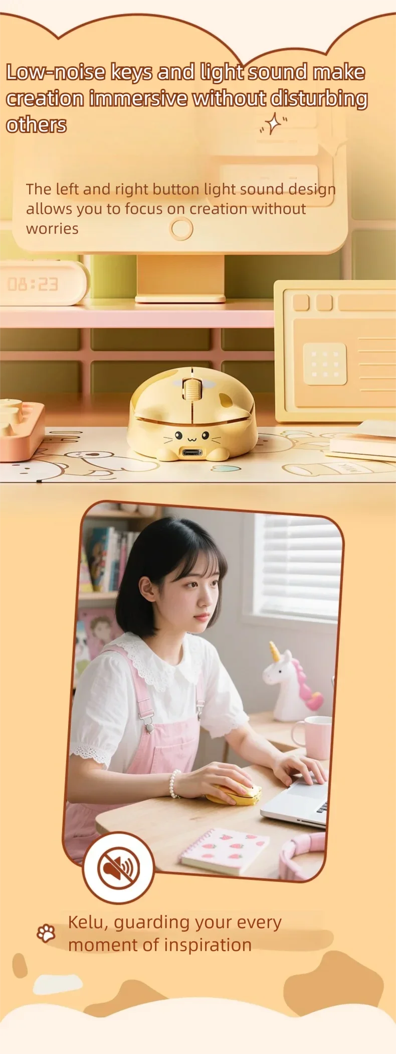 INPHIC Kalo Cute Cat Bluetooth Compatible Wireless Mouse Low Noise Office Mouse Battery Power Display For PC laptops and iPads INPHIC Kalo Cute Cat Bluetooth Compatible Wireless Mouse Low Noise Office Mouse Battery Power Display For PC laptops and iPads