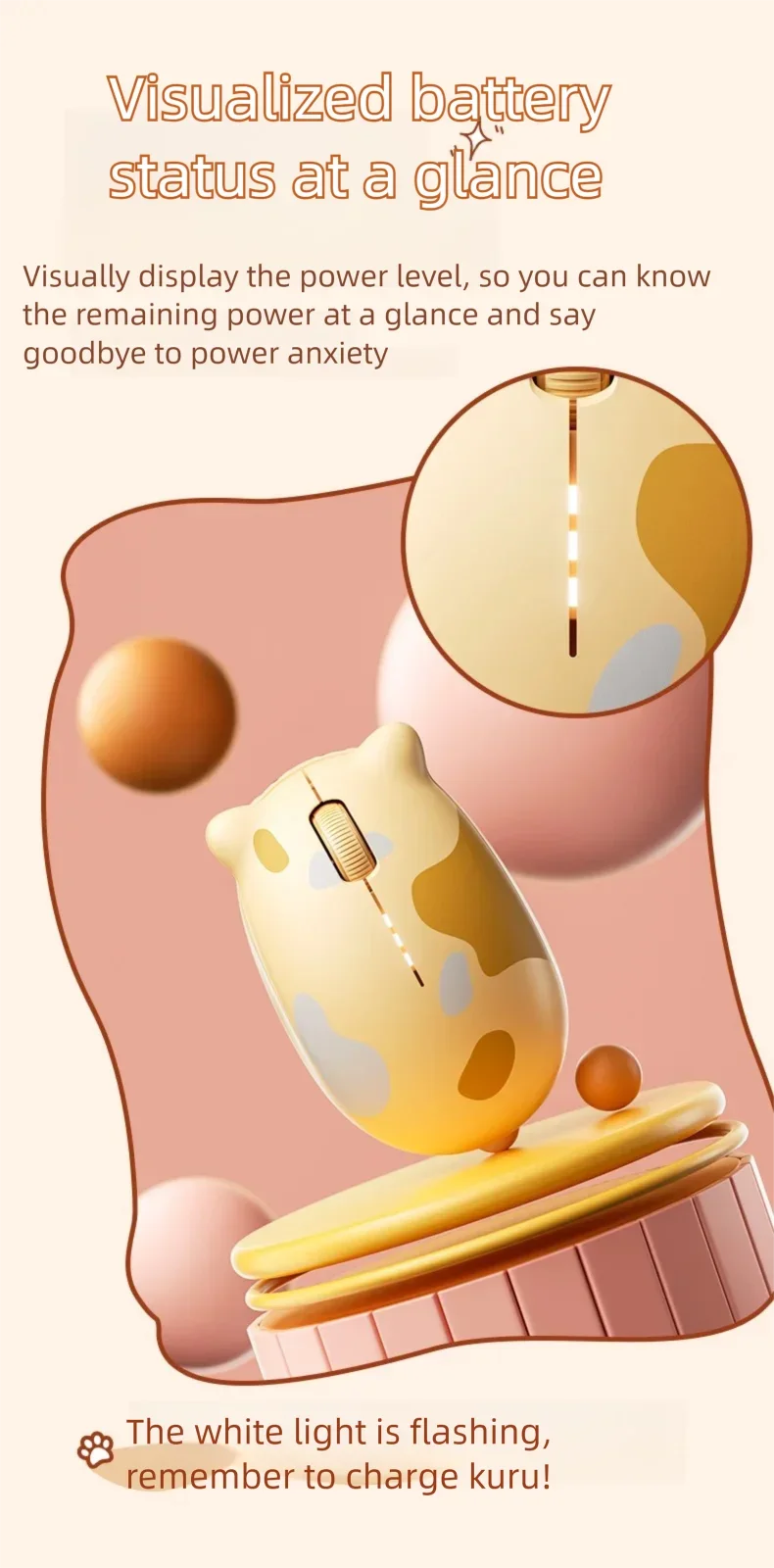 INPHIC Kalo Cute Cat Bluetooth Compatible Wireless Mouse Low Noise Office Mouse Battery Power Display For PC laptops and iPads INPHIC Kalo Cute Cat Bluetooth Compatible Wireless Mouse Low Noise Office Mouse Battery Power Display For PC laptops and iPads