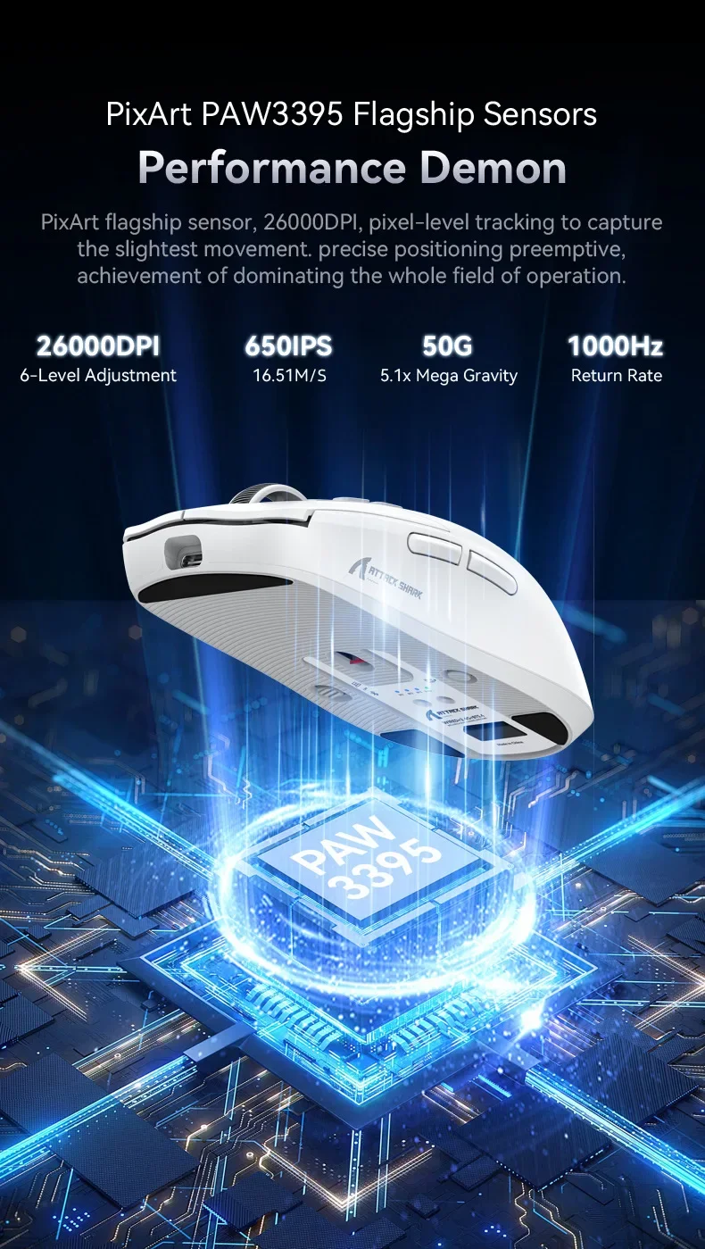 Attack Shark X6 Wireless Ergonomic Gaming Mouse Adjustable DPI Wired 2.4G/Bluetooth High Precision Rechargeable Mice Attack Shark X6 Wireless Ergonomic Gaming Mouse Adjustable DPI Wired 2.4G/Bluetooth High Precision Rechargeable Mice