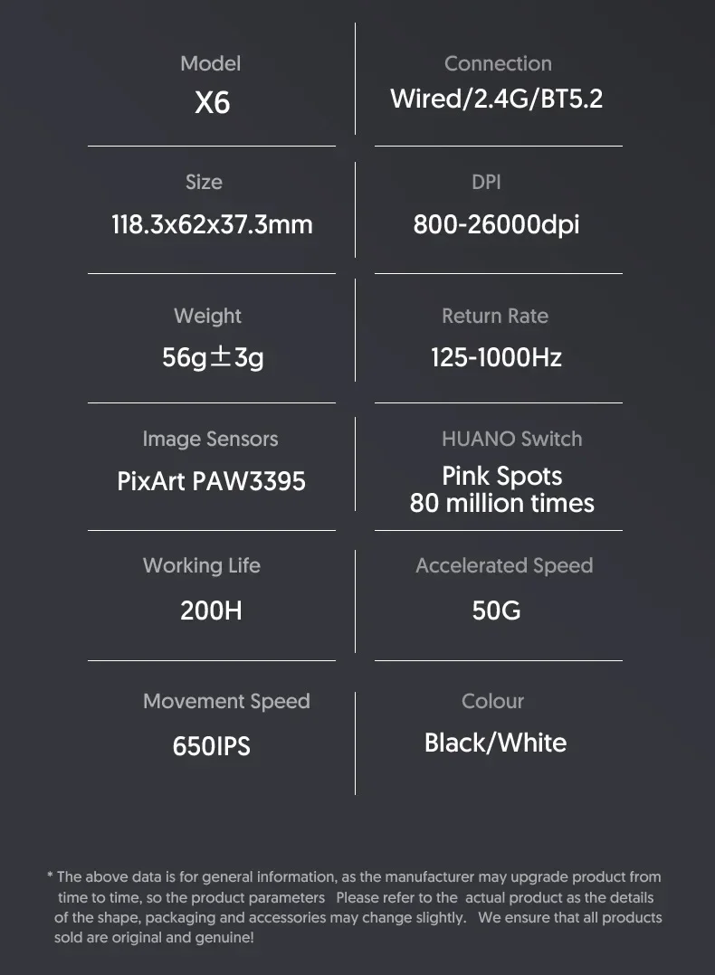 Attack Shark X6 Wireless Ergonomic Gaming Mouse Adjustable DPI Wired 2.4G/Bluetooth High Precision Rechargeable Mice Attack Shark X6 Wireless Ergonomic Gaming Mouse Adjustable DPI Wired 2.4G/Bluetooth High Precision Rechargeable Mice