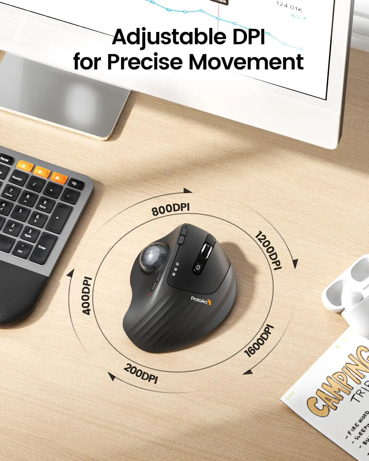ProtoArc EM01 NL Trackball Mouse Wireless 2.4G Bluetooth Ergonomic Mouse Rechargeable Rollerball Mice for Laptop PC iPad Mac ProtoArc EM01 NL Trackball Mouse Wireless 2.4G Bluetooth Ergonomic Mouse Rechargeable Rollerball Mice for Laptop PC iPad Mac